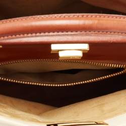 مملوكة مسبقًا Fendi Cream/Brown Canvas and Leather Large Peekaboo Top Handle Bag