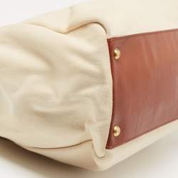 مملوكة مسبقًا Fendi Cream/Brown Canvas and Leather Large Peekaboo Top Handle Bag