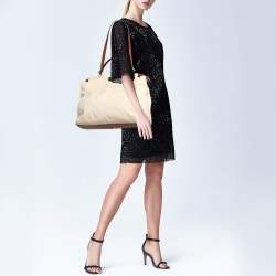 مملوكة مسبقًا Fendi Cream/Brown Canvas and Leather Large Peekaboo Top Handle Bag