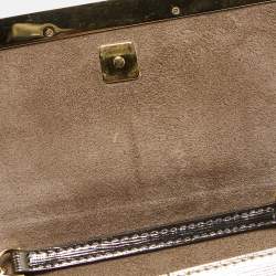 Pre Owned Fendi Metallic Patent Leather Mini Rush Chain Clutch