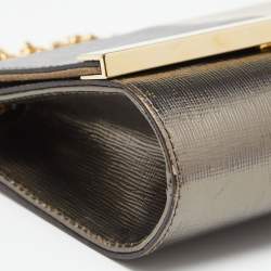 Pre Owned Fendi Metallic Patent Leather Mini Rush Chain Clutch