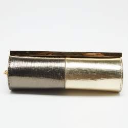 Pre Owned Fendi Metallic Patent Leather Mini Rush Chain Clutch