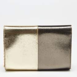Pre Owned Fendi Metallic Patent Leather Mini Rush Chain Clutch