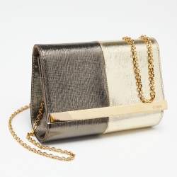Pre Owned Fendi Metallic Patent Leather Mini Rush Chain Clutch