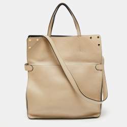 Pre Owned Fendi Beige/Black Leather And Fabric Grace Shoulder Bag