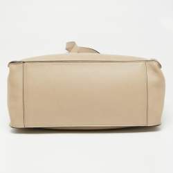 Pre Owned Fendi Beige/Black Leather And Fabric Grace Shoulder Bag