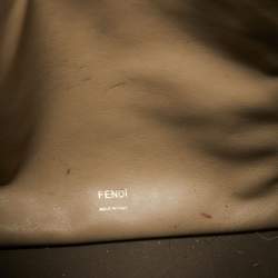 Pre Owned Fendi Beige/Black Leather And Fabric Grace Shoulder Bag