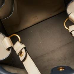 Pre Owned Fendi Beige/Black Leather And Fabric Grace Shoulder Bag