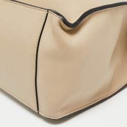 Pre Owned Fendi Beige/Black Leather And Fabric Grace Shoulder Bag