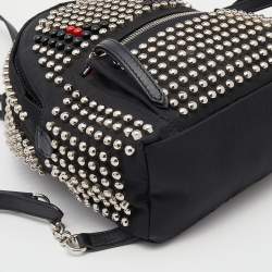 Pre Owned Fendi Black Nylon Mini Monster Studded Backpack