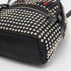 Pre Owned Fendi Black Nylon Mini Monster Studded Backpack