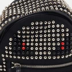 Pre Owned Fendi Black Nylon Mini Monster Studded Backpack