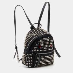 Pre Owned Fendi Black Nylon Mini Monster Studded Backpack