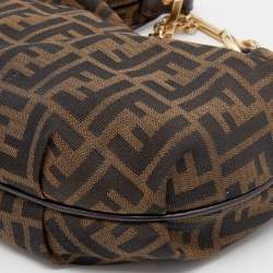 Pre Owned Fendi Tobacco Zucca Canvas Chef Chain Hobo