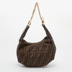 Pre Owned Fendi Tobacco Zucca Canvas Chef Chain Hobo