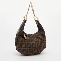 Pre Owned Fendi Tobacco Zucca Canvas Chef Chain Hobo