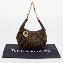 Pre Owned Fendi Tobacco Zucca Canvas Chef Chain Hobo