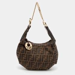 Pre Owned Fendi Tobacco Zucca Canvas Chef Chain Hobo