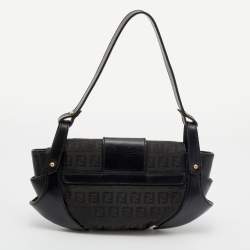 Pre Owned Fendi Black Zucchino Canvas and Leather Compilation Bag