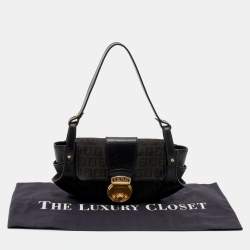 Pre Owned Fendi Black Zucchino Canvas and Leather Compilation Bag
