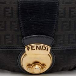 Pre Owned Fendi Black Zucchino Canvas and Leather Compilation Bag