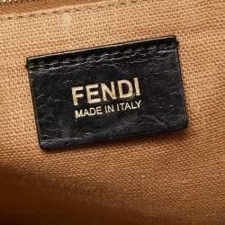 Pre Owned حقيبة كتف فندي كلاوديا مخططة بيكوين كانفاس توباكو كبيرة