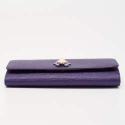 Pre Owned Fendi Purple Leather Flap Wallet On Chain