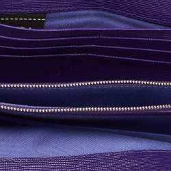 Pre Owned Fendi Purple Leather Flap Wallet On Chain
