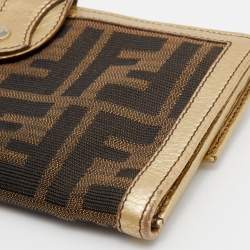 Fendi Brown/Gold Zucca Canvas and Leather Continental Wallet
