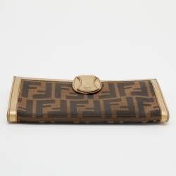 Fendi Brown/Gold Zucca Canvas and Leather Continental Wallet