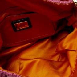 Pre Owned Fendi Pink Knit Chef Flap Bag