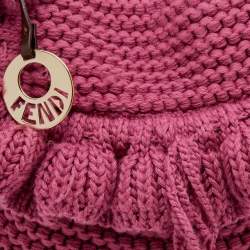 Pre Owned Fendi Pink Knit Chef Flap Bag