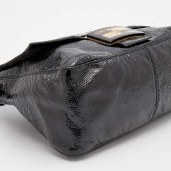Pre Owned Fendi Black Crinkled Patent Leather Mama Forever Shoulder Bag