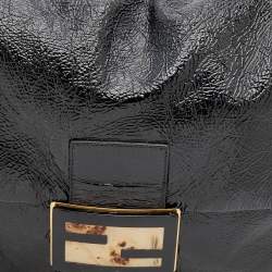 Pre Owned Fendi Black Crinkled Patent Leather Mama Forever Shoulder Bag
