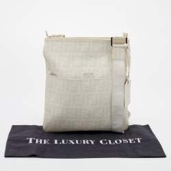 Fendi White Zucca Coated Canvas Messenger Bag
