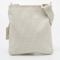 Fendi White Zucca Coated Canvas Messenger Bag