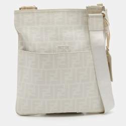 Fendi White Zucca Coated Canvas Messenger Bag