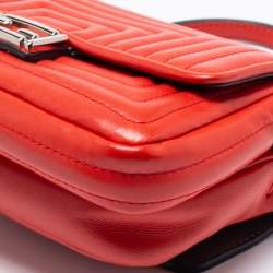Fendi Red Lipstick Quilted Leather Micro Double Baguette Bag