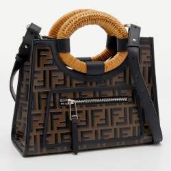 Pre Owned Fendi Tobacco FF Zucca Embossed Leather Small Runaway Tote