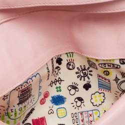 Pre Owned Fendi Pink Embossed Leather Chain Clutch 