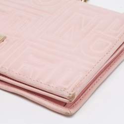 Pre Owned Fendi Pink Embossed Leather Chain Clutch 