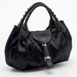 Pre Owned Fendi Black Satin Spy Hobo 