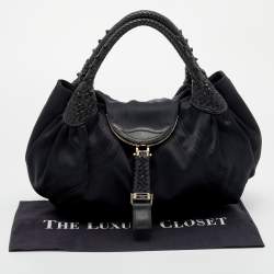 Pre Owned Fendi Black Satin Spy Hobo 