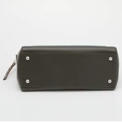 Pre Owned Fendi Olive Green Leather And Python Dot Com Top Handle Bag