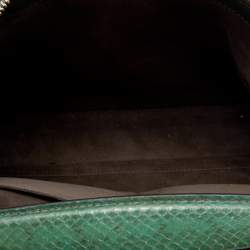 Pre Owned Fendi Olive Green Leather And Python Dot Com Top Handle Bag