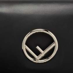 Pre Owned Fendi Black Leather Kan I F Logo Shoulder Bag