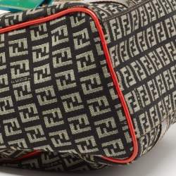 Pre Owned Fendi Multicolor Zucchino Canvas And Patent Leather Small Boston Bag