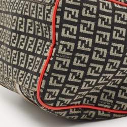 Pre Owned Fendi Multicolor Zucchino Canvas And Patent Leather Small Boston Bag