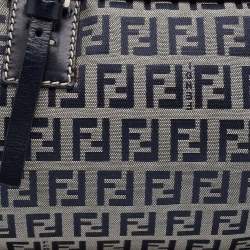 Pre Owned Fendi Grey/Black Zucchino Canvas And Leather Satchel