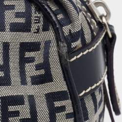 Pre Owned Fendi Grey/Black Zucchino Canvas And Leather Satchel